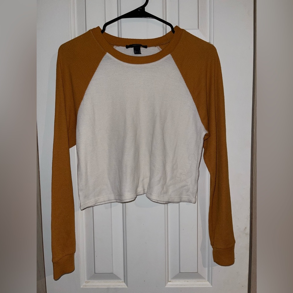 Forever 21 Cropped Waffle Knit Long Sleeve Tee